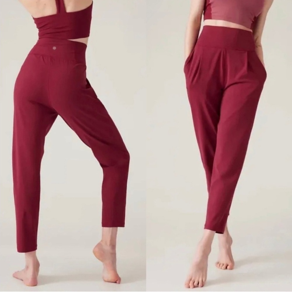 NWT Athleta Elation Coffeeberry Red Yoga High Rise Tapered Pants XS,S, L